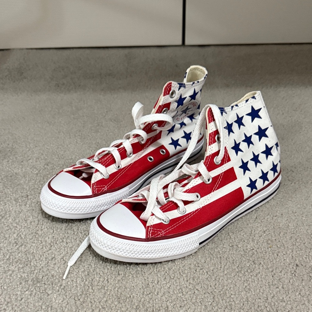 Converse Red Blue and White Star High-Top Sneakers